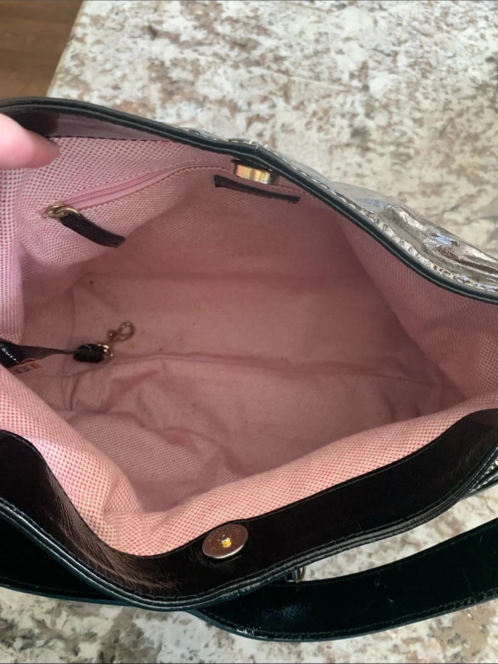 Dooney and Bourke vintage Patent Leather Shoulder Bag with Gold Hardware - Black